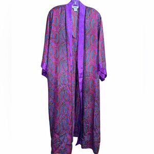 Vintage Jo Intimates Robe in Purple Paisley Color size Large